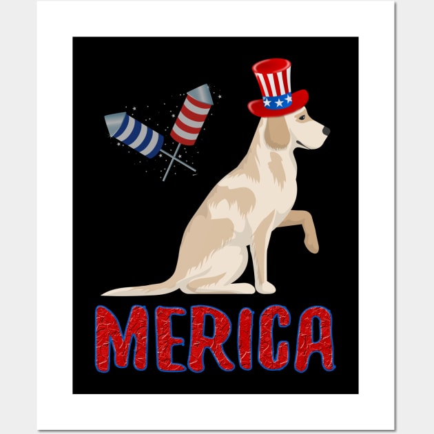 labrador retriever Merica 4th of July T shirt Kids Dog Puppy Wall Art by Trendy_Designs